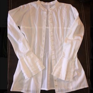 Collarless white blouse